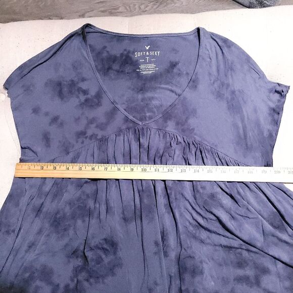 American Eagle Blue Grey Tie Dye Soft & Sexy Sleeveless babydoll Top Womens  XS - Picture 7 of 9